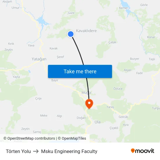 Törten Yolu to Msku Engineering Faculty map