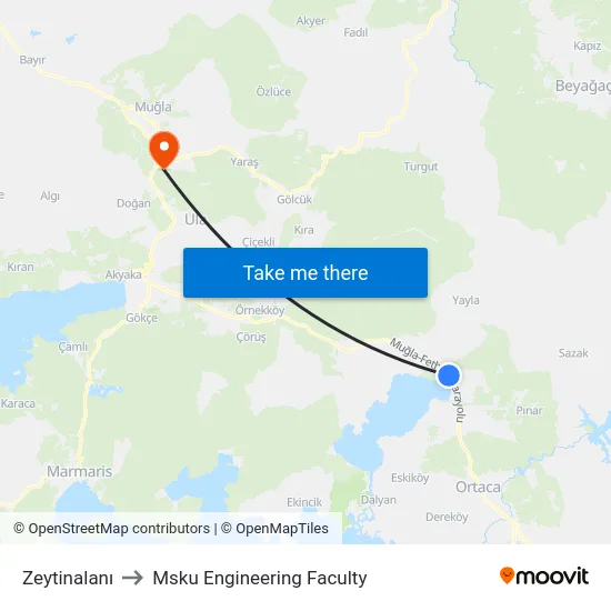 Zeytinalanı to Msku Engineering Faculty map