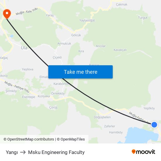 Yangı to Msku Engineering Faculty map