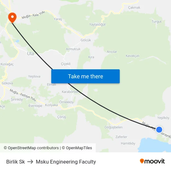 Birlik Sk to Msku Engineering Faculty map