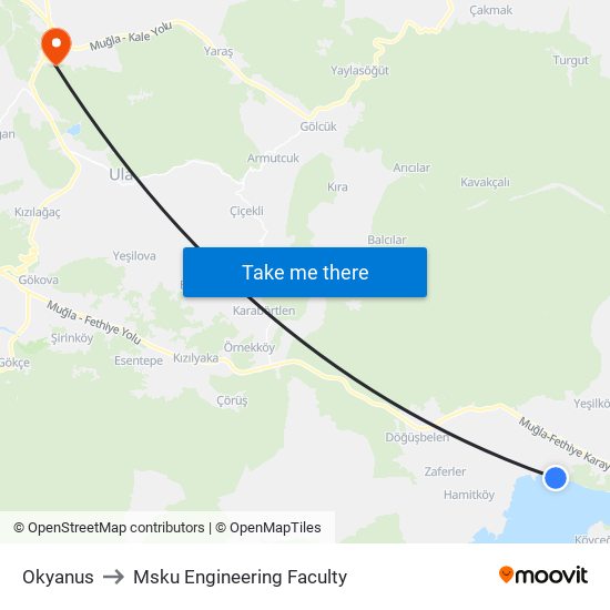 Okyanus to Msku Engineering Faculty map