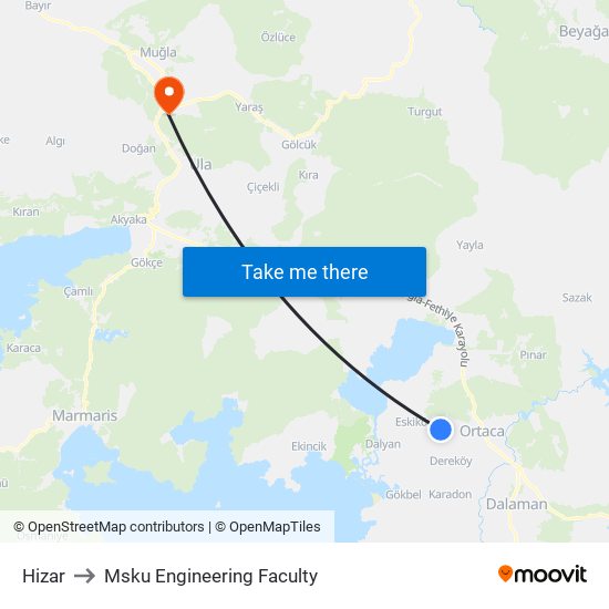 Hizar to Msku Engineering Faculty map