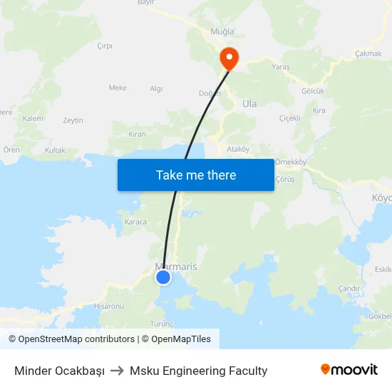 Minder Ocakbaşı to Msku Engineering Faculty map