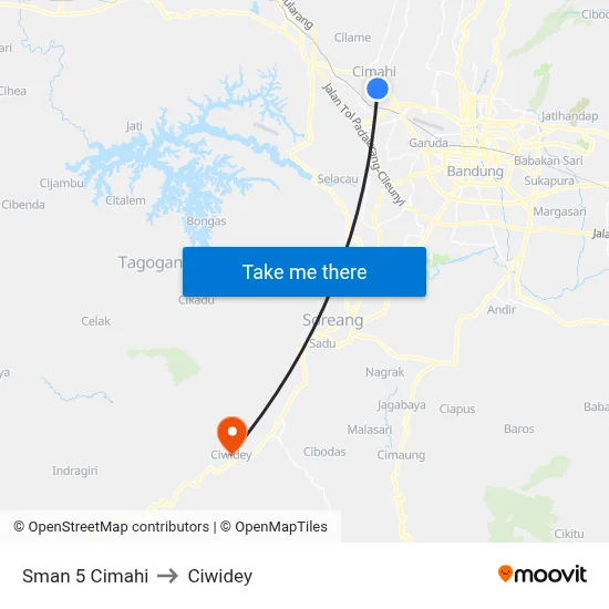 Sman 5 Cimahi to Ciwidey map