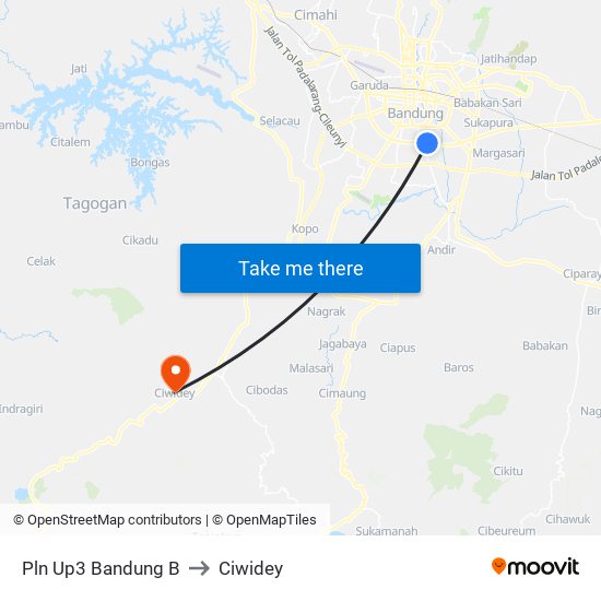 Pln Up3 Bandung B to Ciwidey map