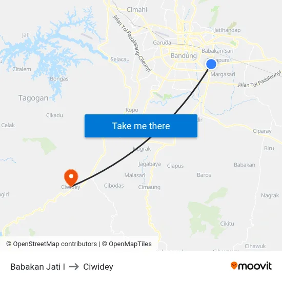 Babakan Jati I to Ciwidey map