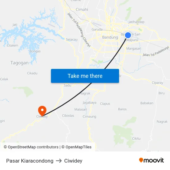 Pasar Kiaracondong to Ciwidey map