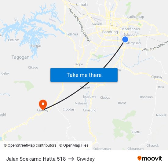 Jalan Soekarno Hatta 518 to Ciwidey map