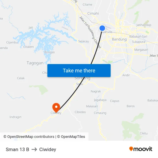 Sman 13 B to Ciwidey map