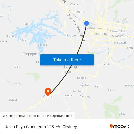 Jalan Raya Cibeureum 123 to Ciwidey map