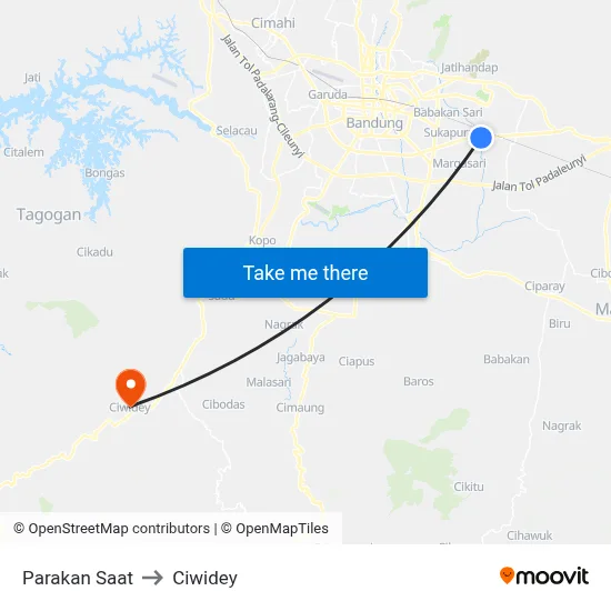 Parakan Saat to Ciwidey map