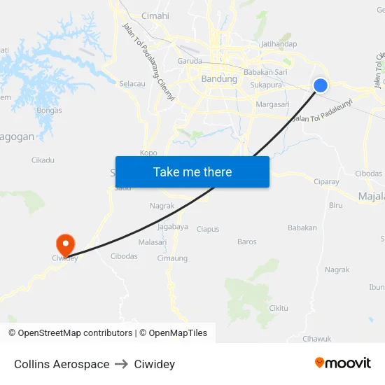 Collins Aerospace to Ciwidey map