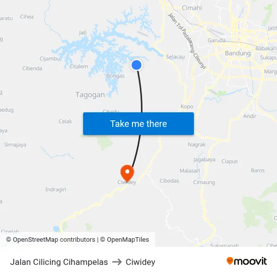 Jalan Cilicing Cihampelas to Ciwidey map