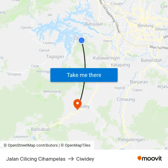 Jalan Cilicing Cihampelas to Ciwidey map