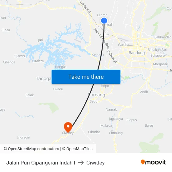 Jalan Puri Cipangeran Indah I to Ciwidey map
