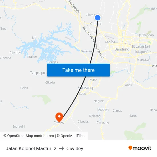 Jalan Kolonel Masturi 2 to Ciwidey map