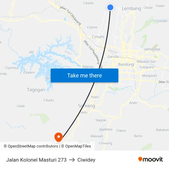 Jalan Kolonel Masturi 273 to Ciwidey map