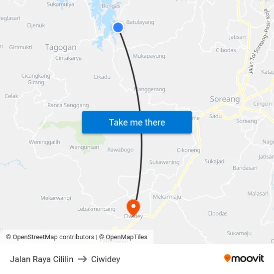 Jalan Raya Cililin to Ciwidey map