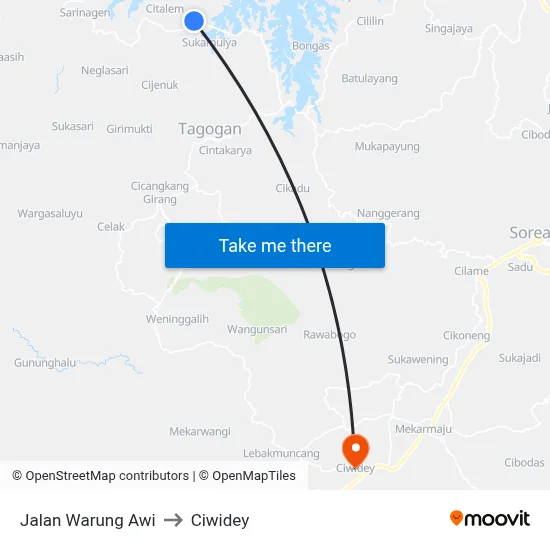 Jalan Warung Awi to Ciwidey map