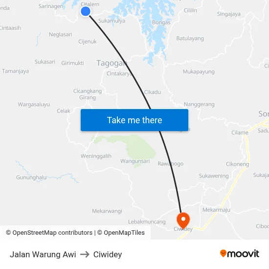 Jalan Warung Awi to Ciwidey map