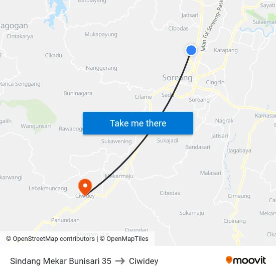 Sindang Mekar Bunisari 35 to Ciwidey map