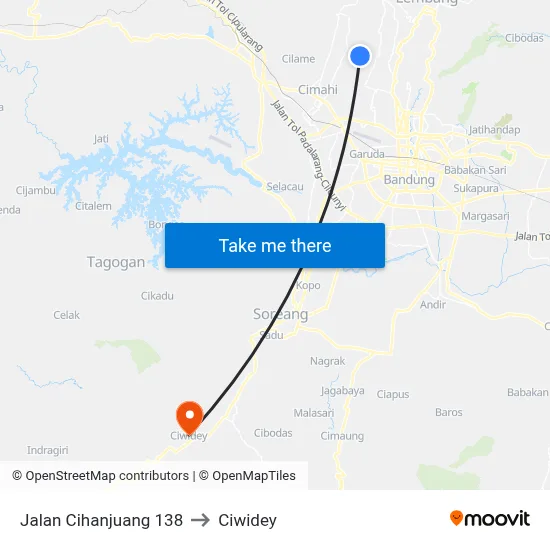 Jalan Cihanjuang 138 to Ciwidey map