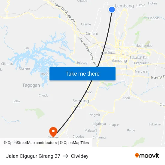 Jalan Cigugur Girang 27 to Ciwidey map