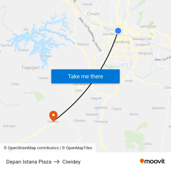 Depan Istana Plaza to Ciwidey map