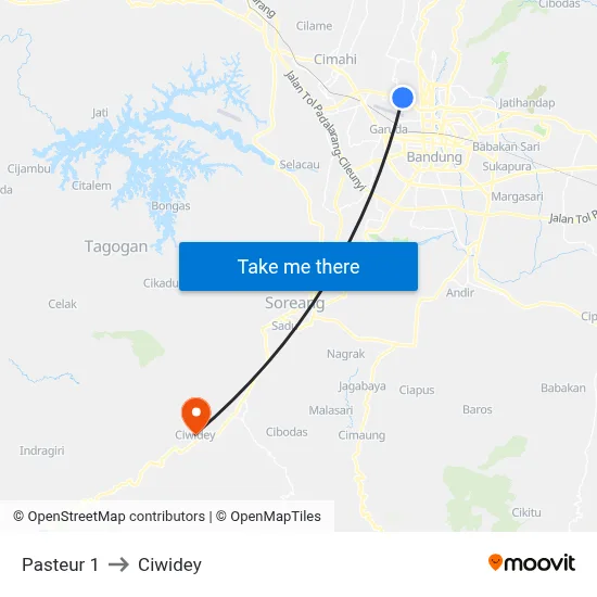 Pasteur 1 to Ciwidey map