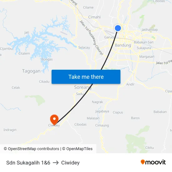 Sdn Sukagalih 1&6 to Ciwidey map