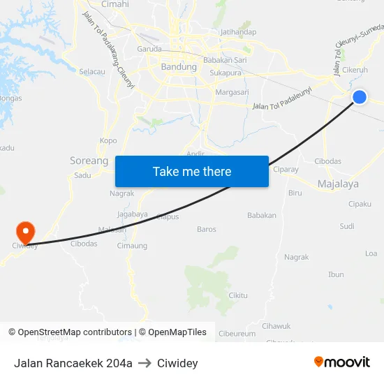 Jalan Rancaekek 204a to Ciwidey map