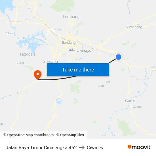 Jalan Raya Timur Cicalengka 452 to Ciwidey map