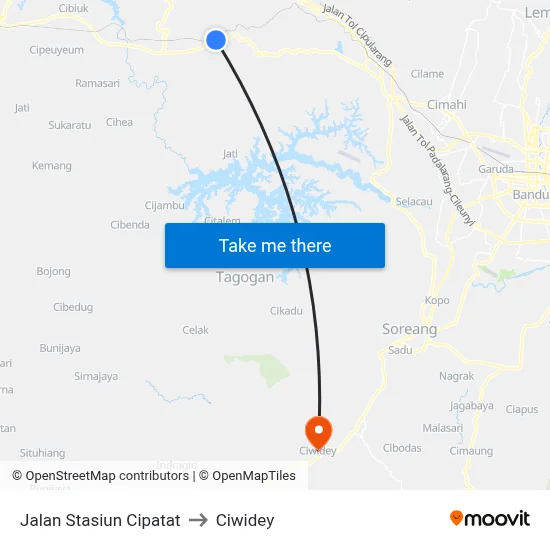 Jalan Stasiun Cipatat to Ciwidey map
