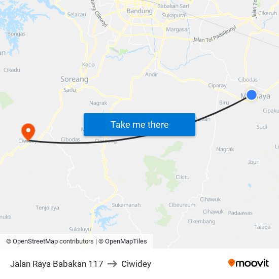 Jalan Raya Babakan 117 to Ciwidey map