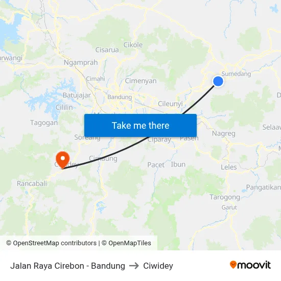 Jalan Raya Cirebon - Bandung to Ciwidey map