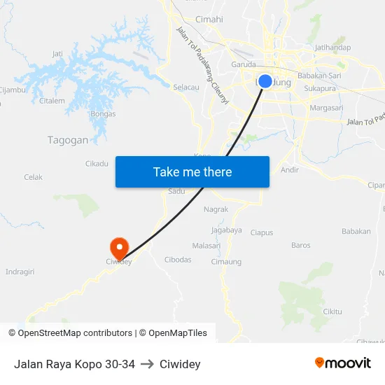 Jalan Raya Kopo 30-34 to Ciwidey map
