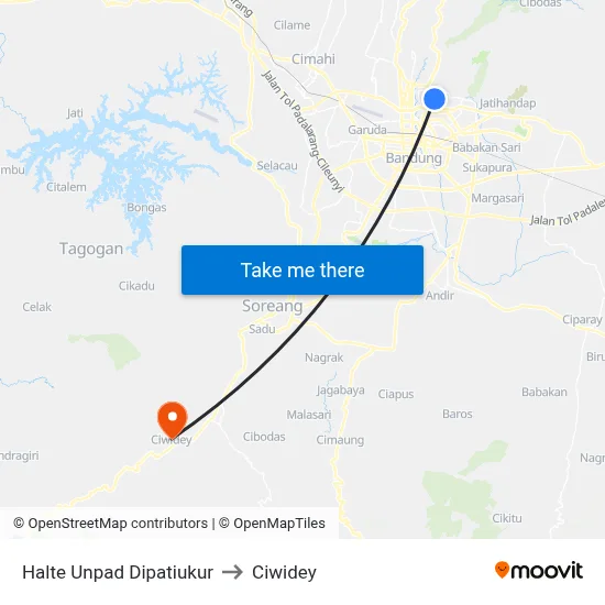 Halte Unpad Dipatiukur to Ciwidey map