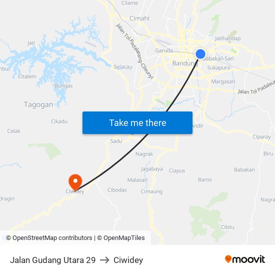 Jalan Gudang Utara 29 to Ciwidey map