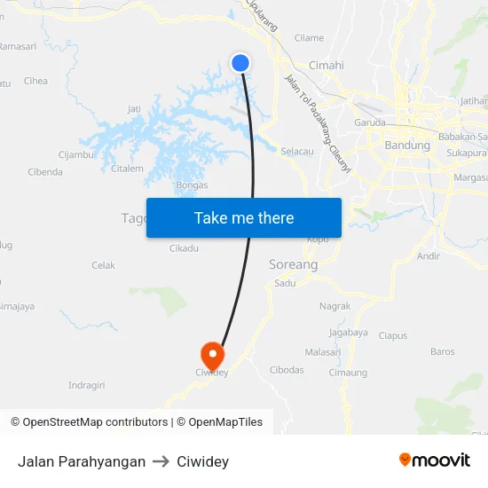 Jalan Parahyangan to Ciwidey map