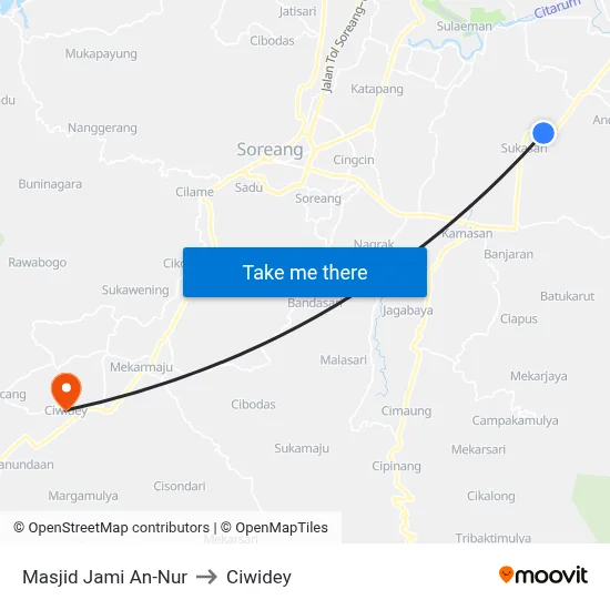 Masjid Jami An-Nur to Ciwidey map