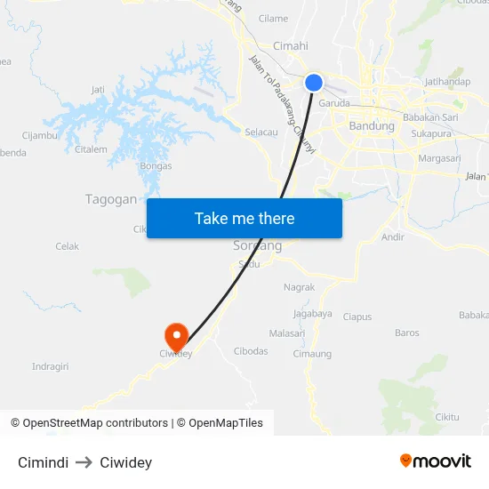 Cimindi to Ciwidey map