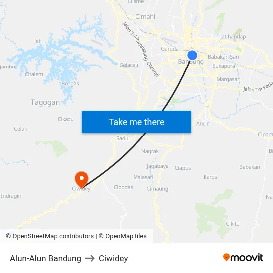 Alun-Alun Bandung to Ciwidey map