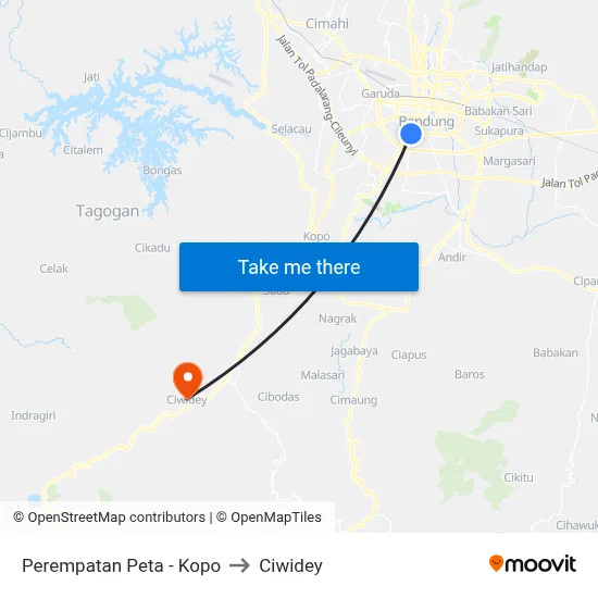 Perempatan Peta - Kopo to Ciwidey map