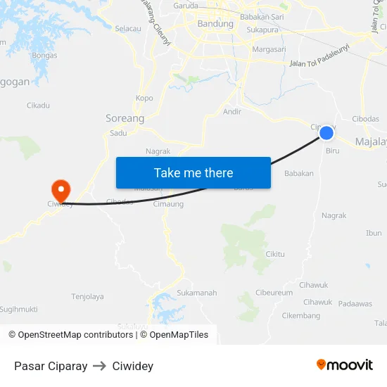 Pasar Ciparay to Ciwidey map
