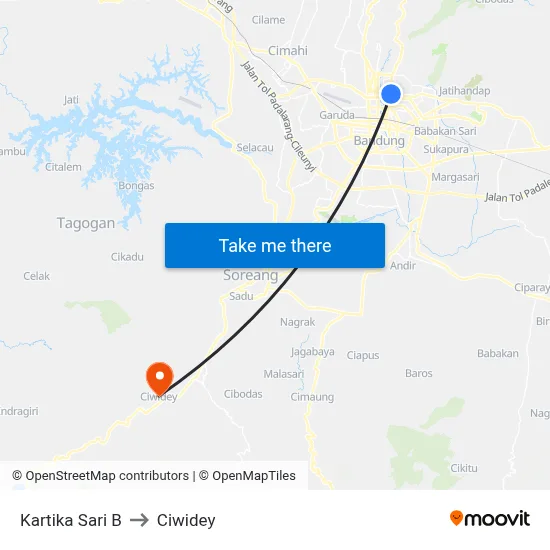 Kartika Sari B to Ciwidey map