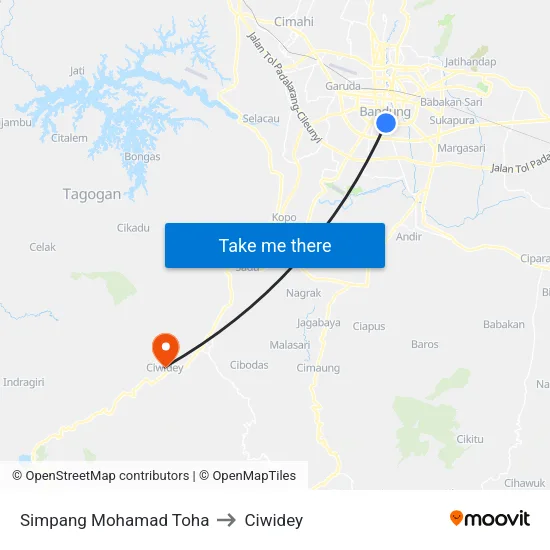 Simpang Mohamad Toha to Ciwidey map