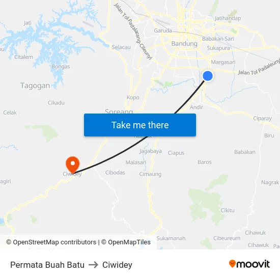 Permata Buah Batu to Ciwidey map