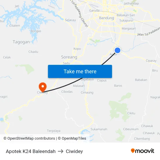 Apotek K24 Baleendah to Ciwidey map