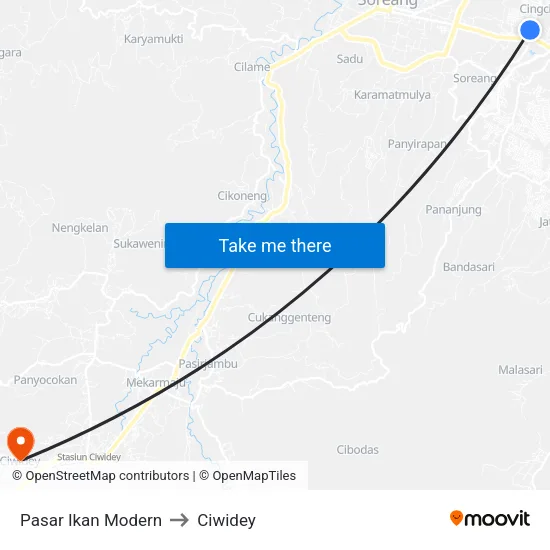 Pasar Ikan Modern to Ciwidey map