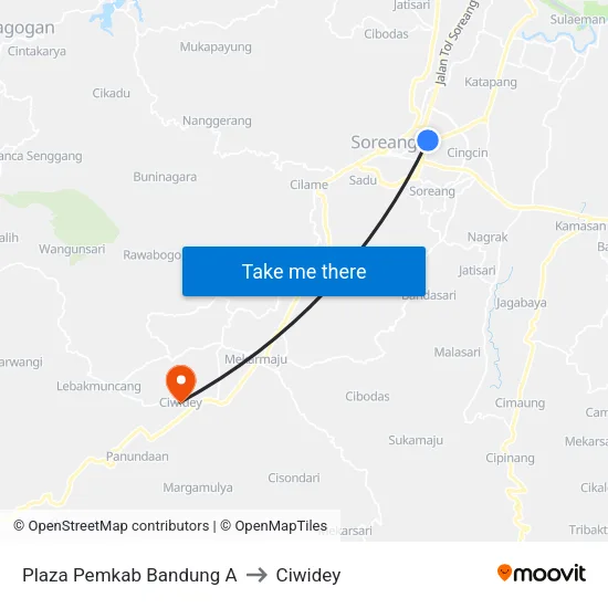 Plaza Pemkab Bandung A to Ciwidey map